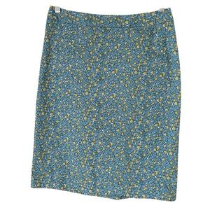 Talbots Teal and Yellow Floral Pencil Skirt Size 4